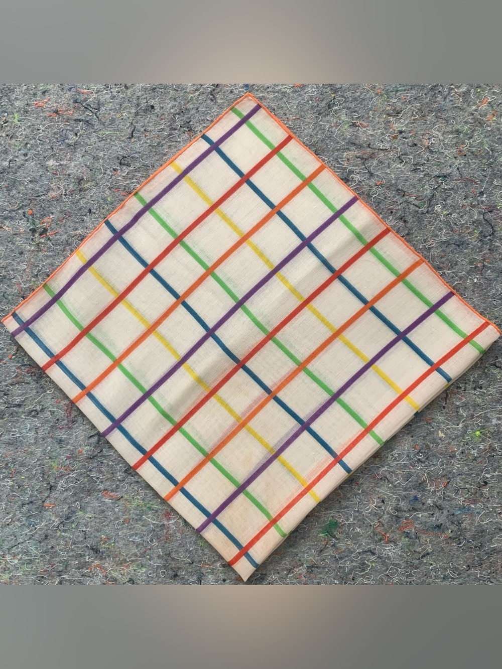 Vintage cotton primary color wide checkered handkerchief
